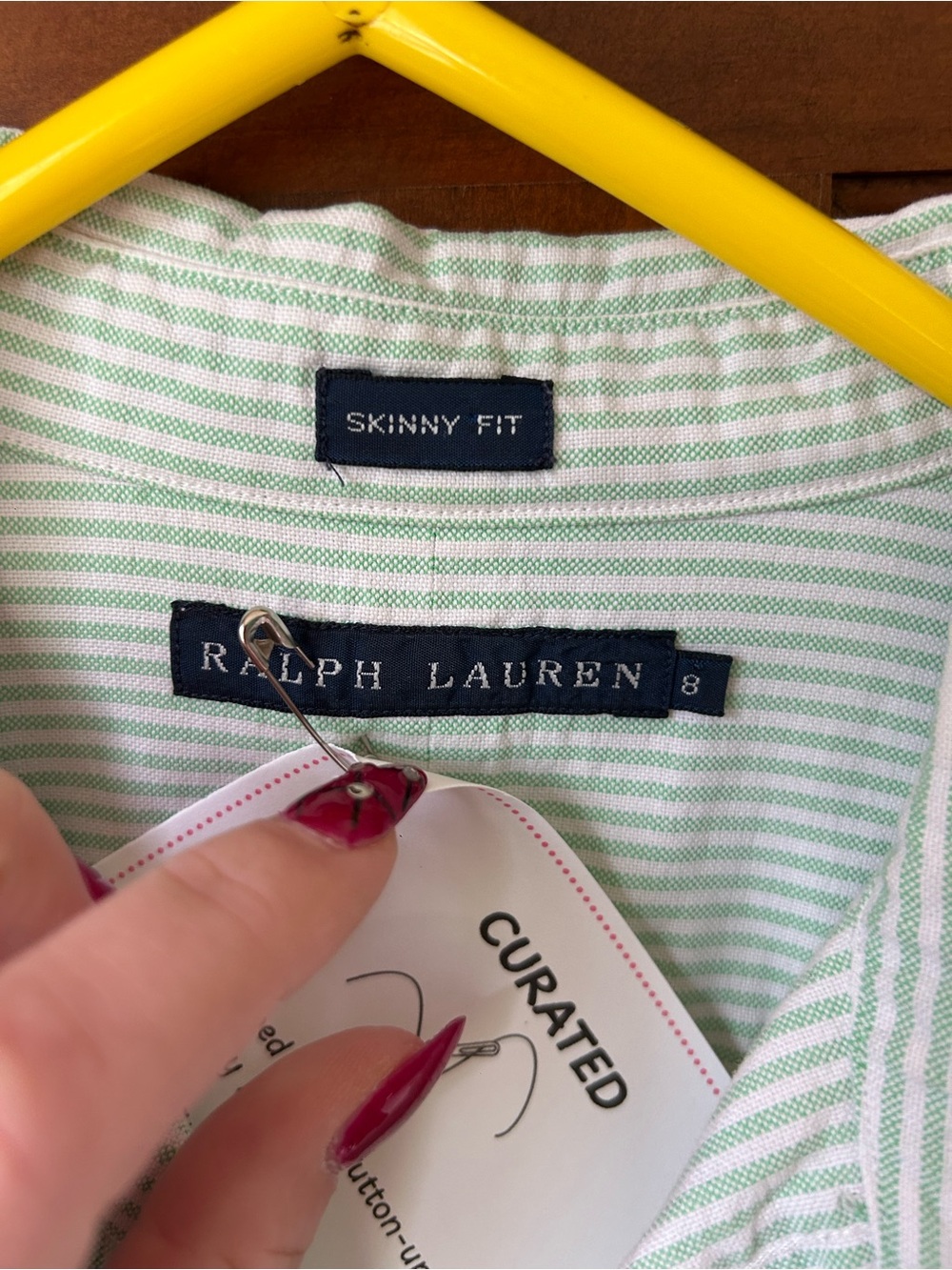 Ralph Lauren Light Green Striped Button-Down Shirt - Picture 5 of 5